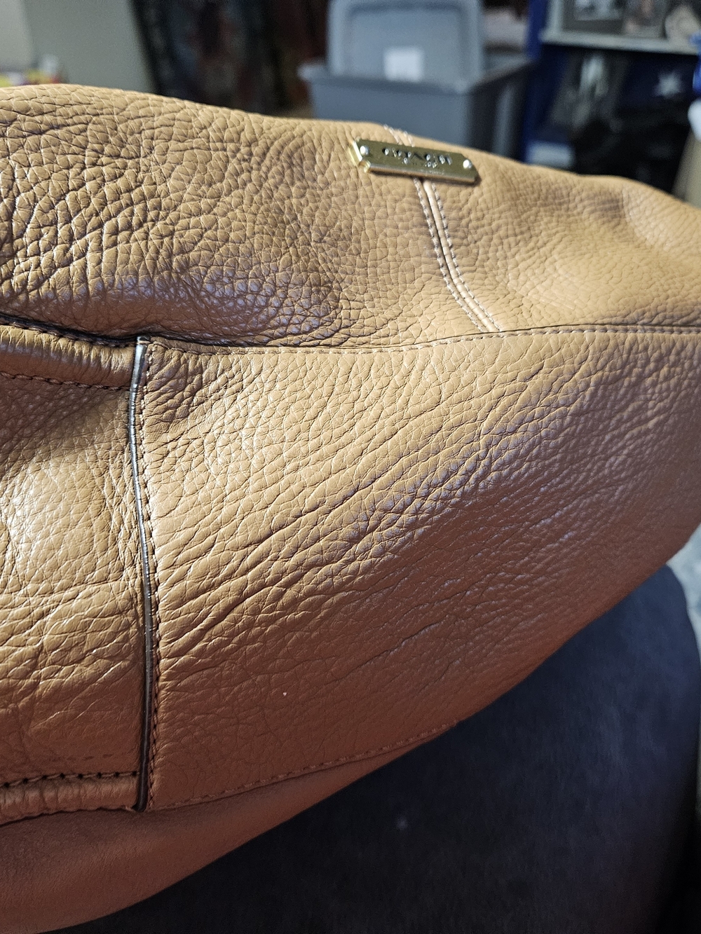 Coach Pebbled Leather Shoulder Bag in Cognac Brown with Brass Hardware - Picture 12 of 15